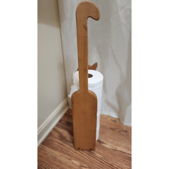 Vintage Rare Wooden Cat Toilet Paper Roll Holder "Spare Rolls" - Picture 5 of 9